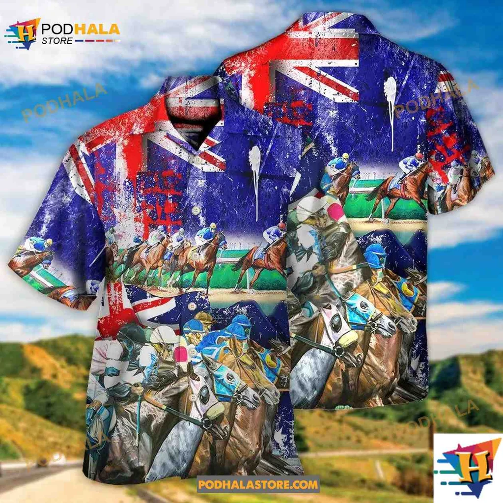 Horse Racing Lover Tropical Shirt Featuring Vibrant Horses In Motion Horse Racing Lover Tropical Shirt Featuring Vibrant Horses In Motion
