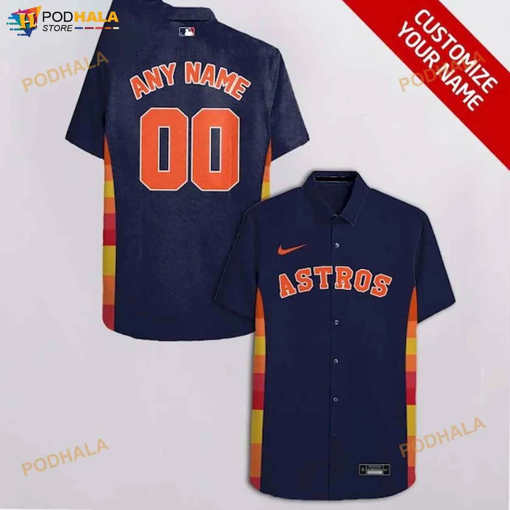 Houston Astros Fan Hawaiian Shirt, Custom Name 3d Design For Game Day