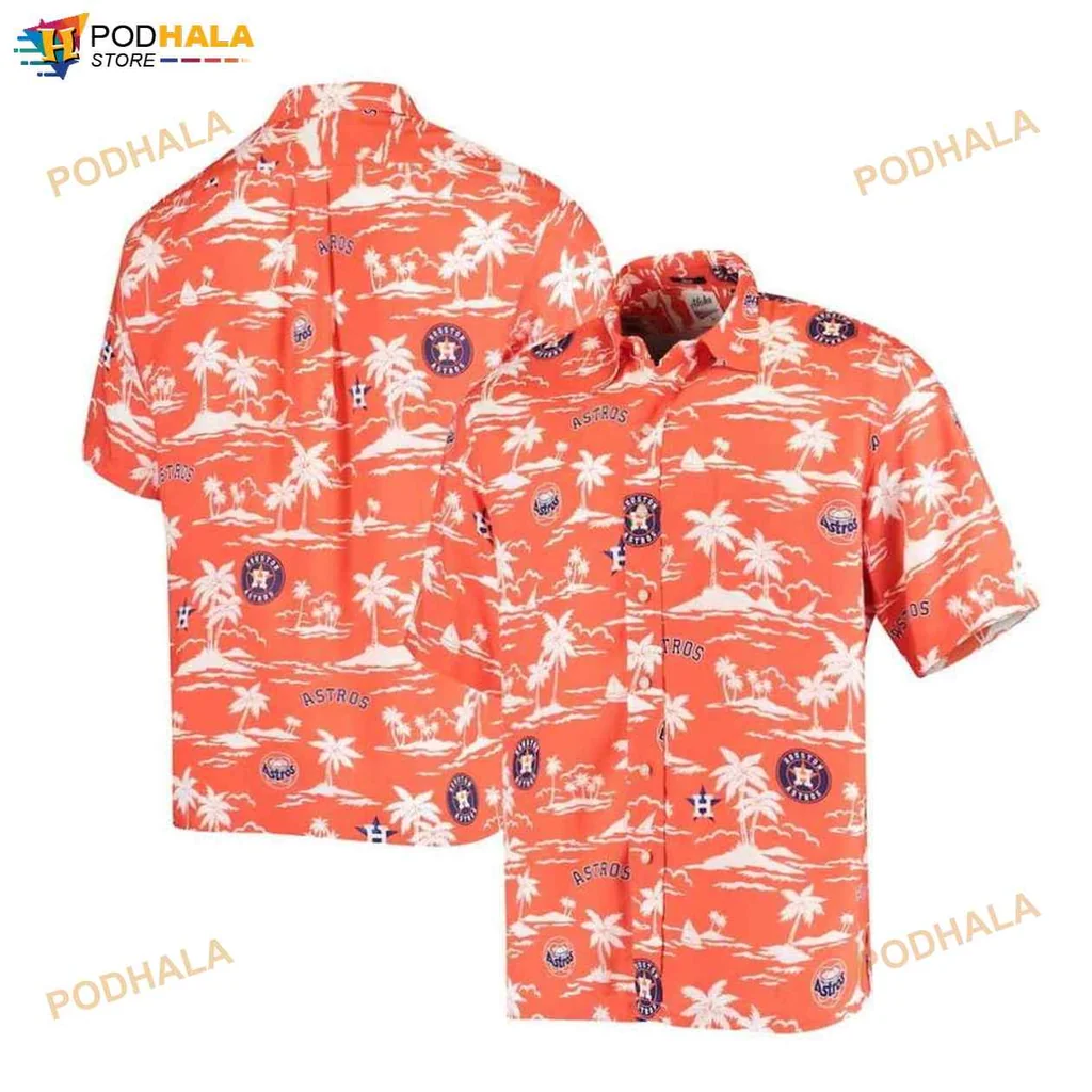 Houston Astros Vintage Hawaiian Shirt With Tropical Palm Trees And Waves