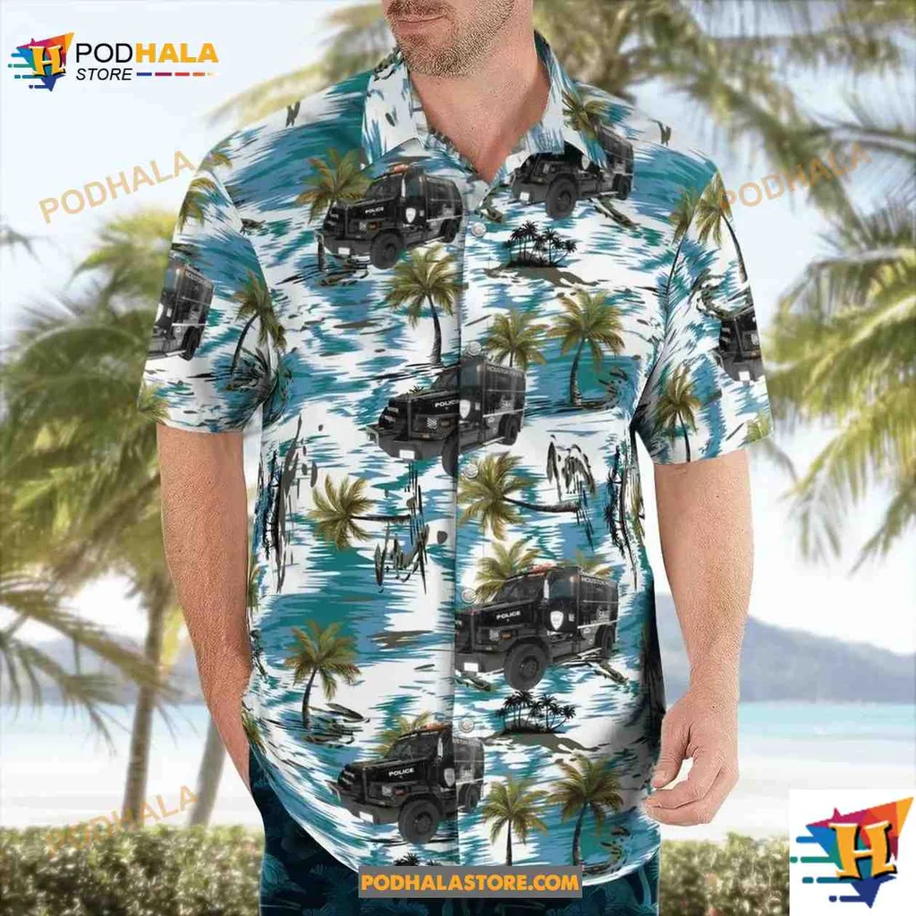 Houston Police Department Aloha Shirt Featuring Swat Vehicle Design Houston Police Department Aloha Shirt Featuring Swat Vehicle Design