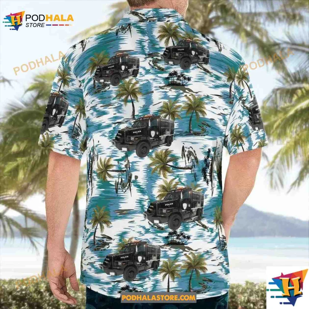 Houston Police Department Tropical Shirt Featuring Swat Vehicle Design Houston Police Department Tropical Shirt Featuring Swat Vehicle Design