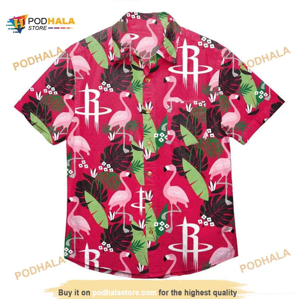 Houston Rockets Flamingo Hawaiian Shirt With Tropical Design