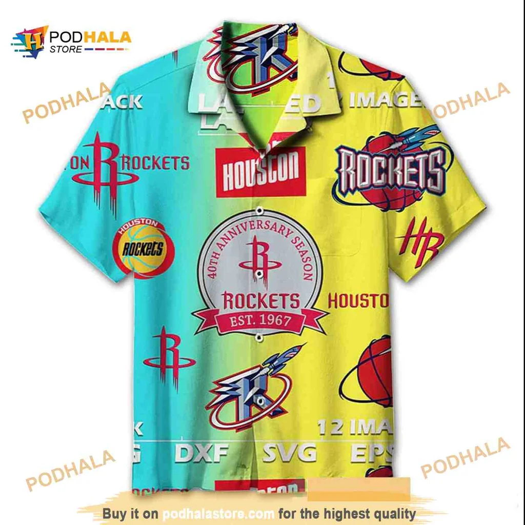 Houston Rockets Hawaiian Shirt Celebrating 40th Anniversary Season