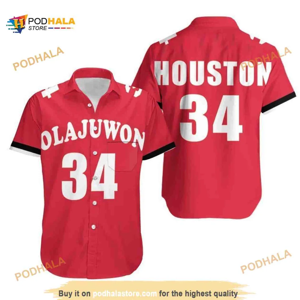 Houston Rockets Hawaiian Shirt Featuring Hakeem Olajuwon
