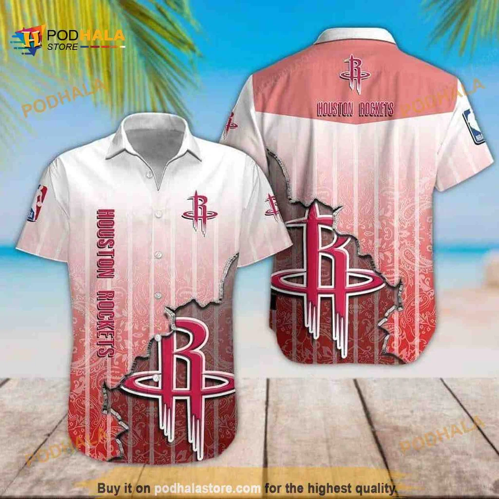 Houston Rockets Hawaiian Shirt For Basketball Fans, Tropical Design