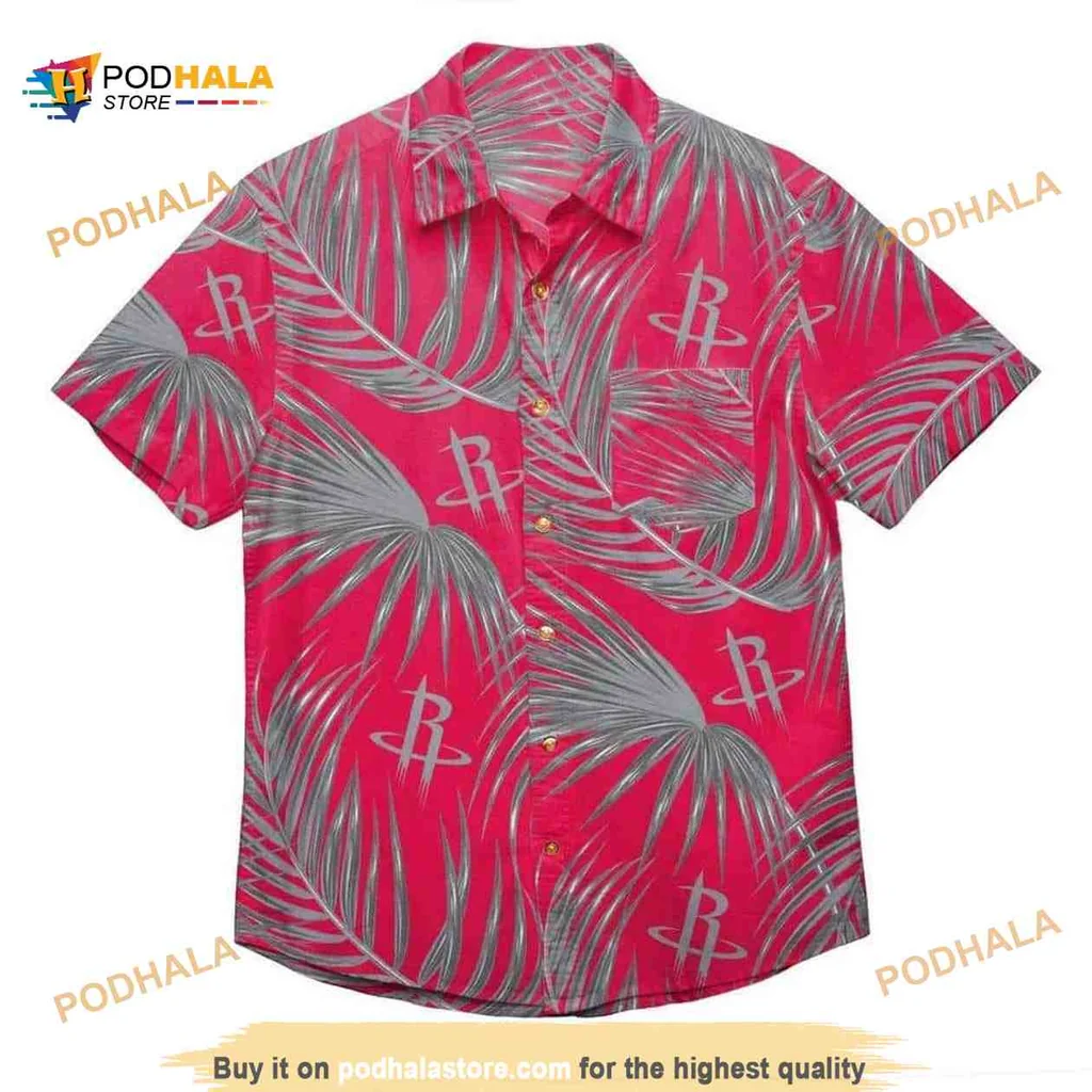 Houston Rockets Tropical Shirt With Palm Leaves And Vibrant Colors
