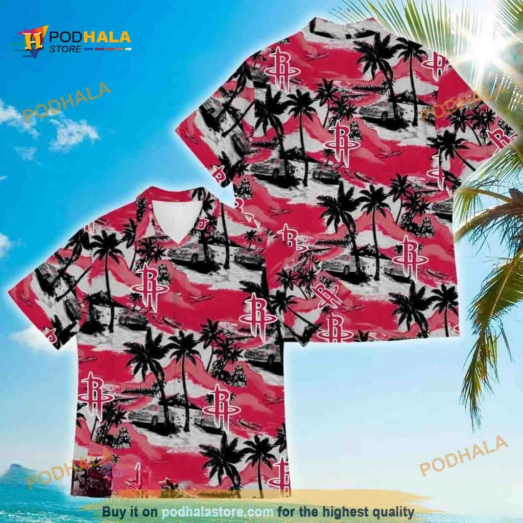 Houston Rockets Tropical Shirt With Vibrant Palm Tree Design