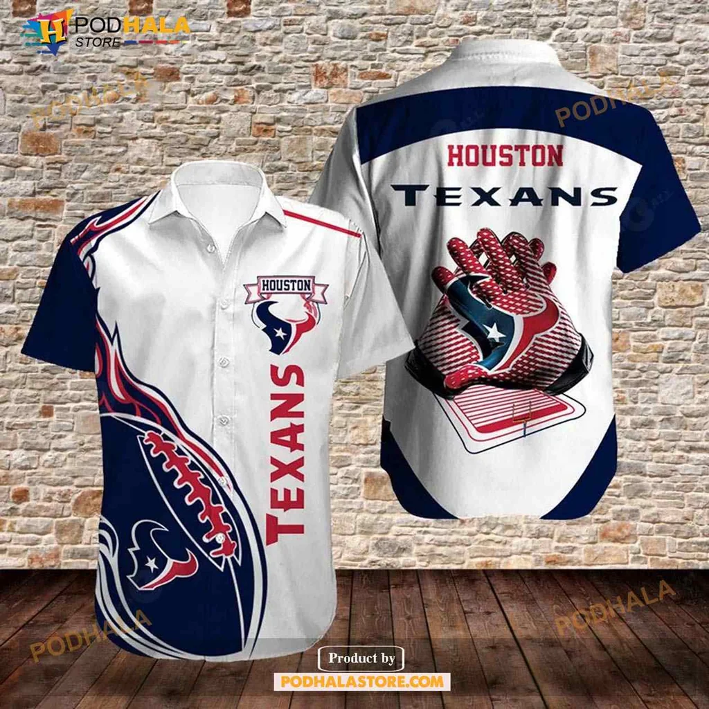 Houston Texans Aloha Shirt Featuring Team Logo And Colors