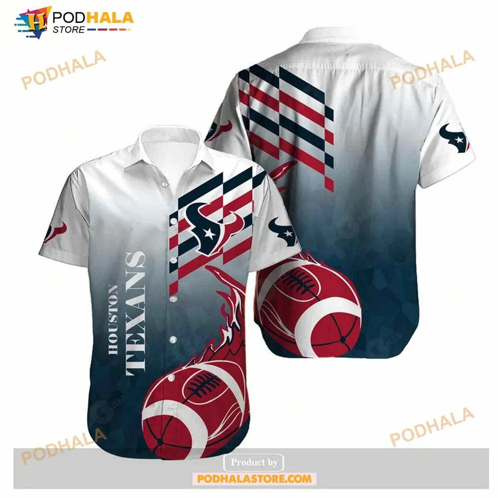 Houston Texans Fan Hawaiian Shirt With Bold Team Colors And Football Design