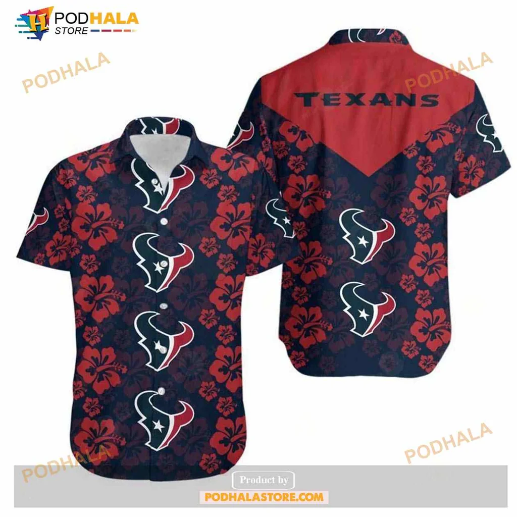 Houston Texans Floral Aloha Shirt With Hibiscus Design For Summer
