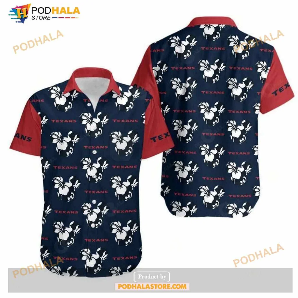 Houston Texans Floral Hawaiian Shirt With Hibiscus Pattern