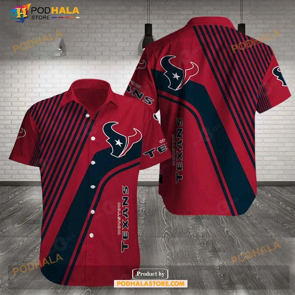 Houston Texans Hawaiian Shirt With Bold Red And Navy Design