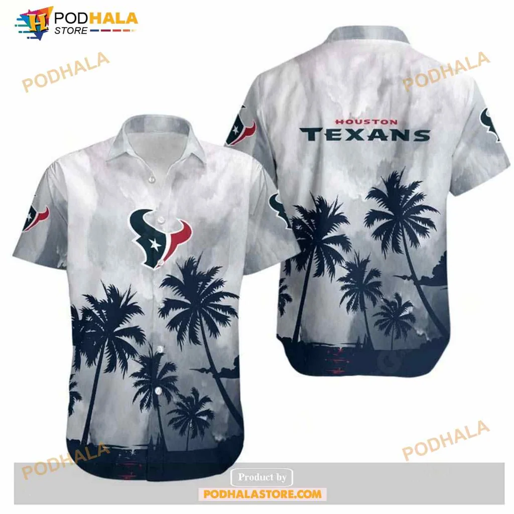Houston Texans Palm Trees Hawaiian Shirt With Bold Team Logo