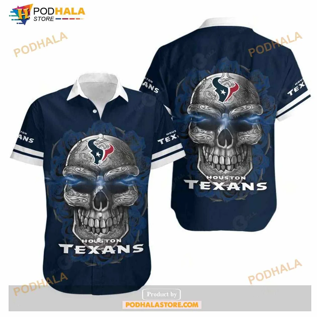 Houston Texans Sugar Skull Hawaiian Shirt With Bold Team Colors