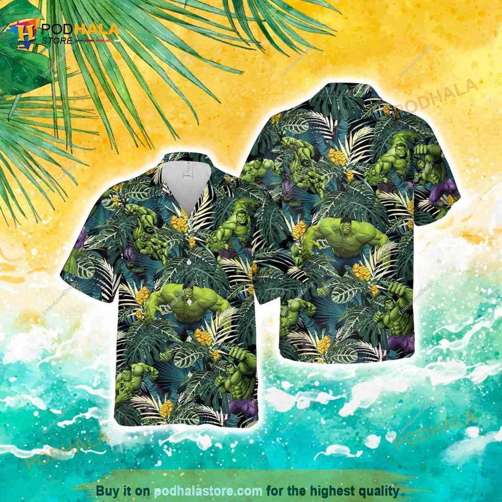 Hulk Tropical Aloha Shirt, The Incredible Hulk Summer Button Up