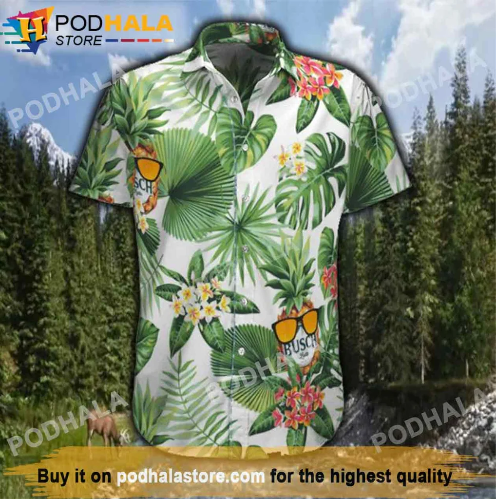 Humorous Pineapple Beer Hawaiian Shirt, Tropical Palm Leaves And Flowers Design