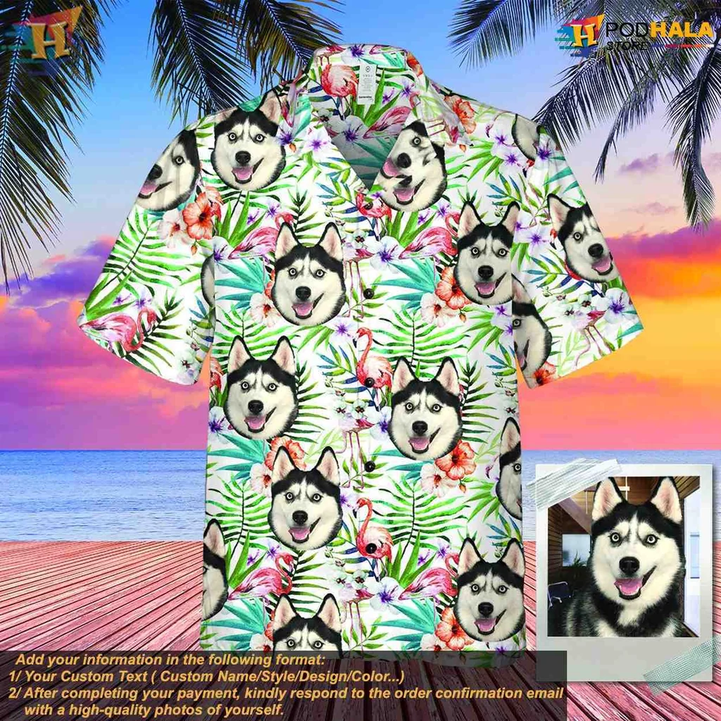 Husky Dog Tropical Hawaiian Shirt With Vibrant Floral Design