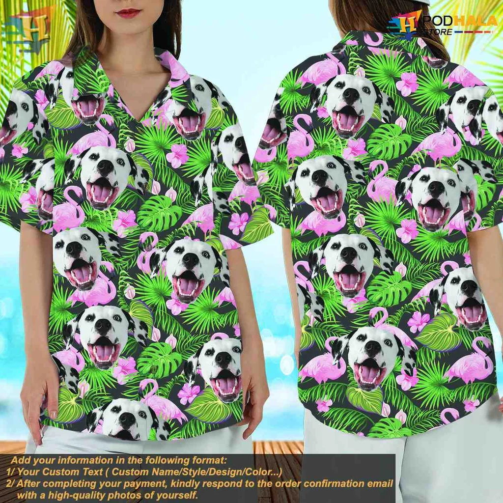 Husky Dog Tropical Hawaiian Shirt With Vibrant Floral Design - Product View 6 Husky Dog Tropical Hawaiian Shirt With Vibrant Floral Design - Product View 6