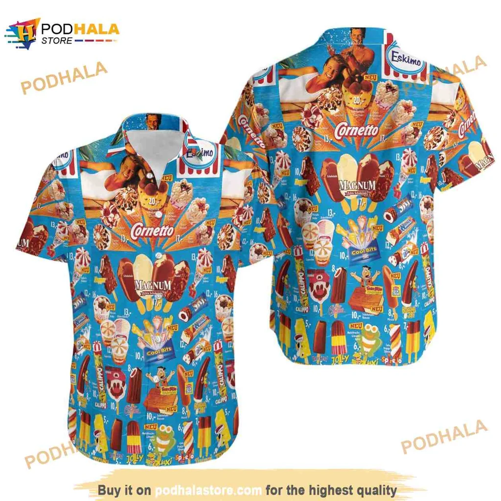 Ice Cream Beach Aloha Shirt, Colorful Summer Aloha Shirt For Men Ice Cream Beach Aloha Shirt, Colorful Summer Aloha Shirt For Men