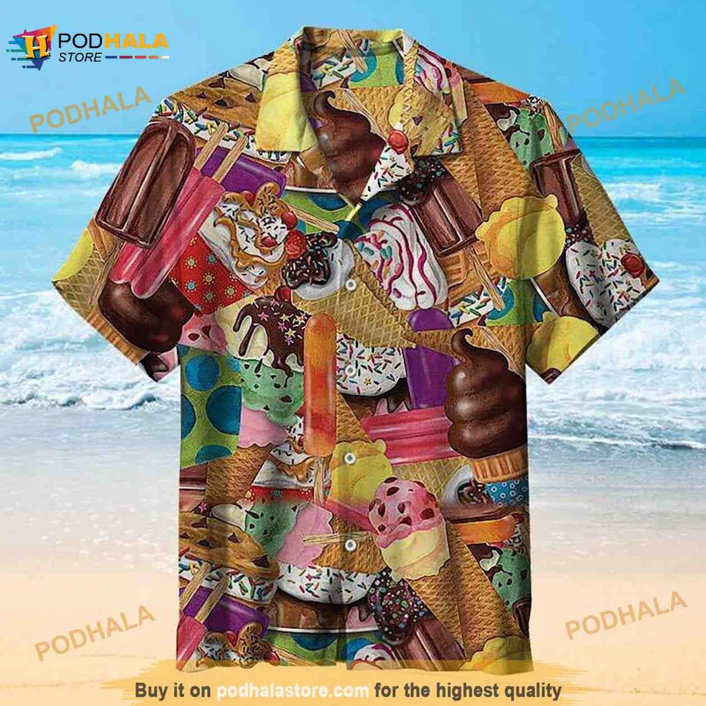 Ice Cream Lovers Hawaiian Shirt With Colorful Dessert Print