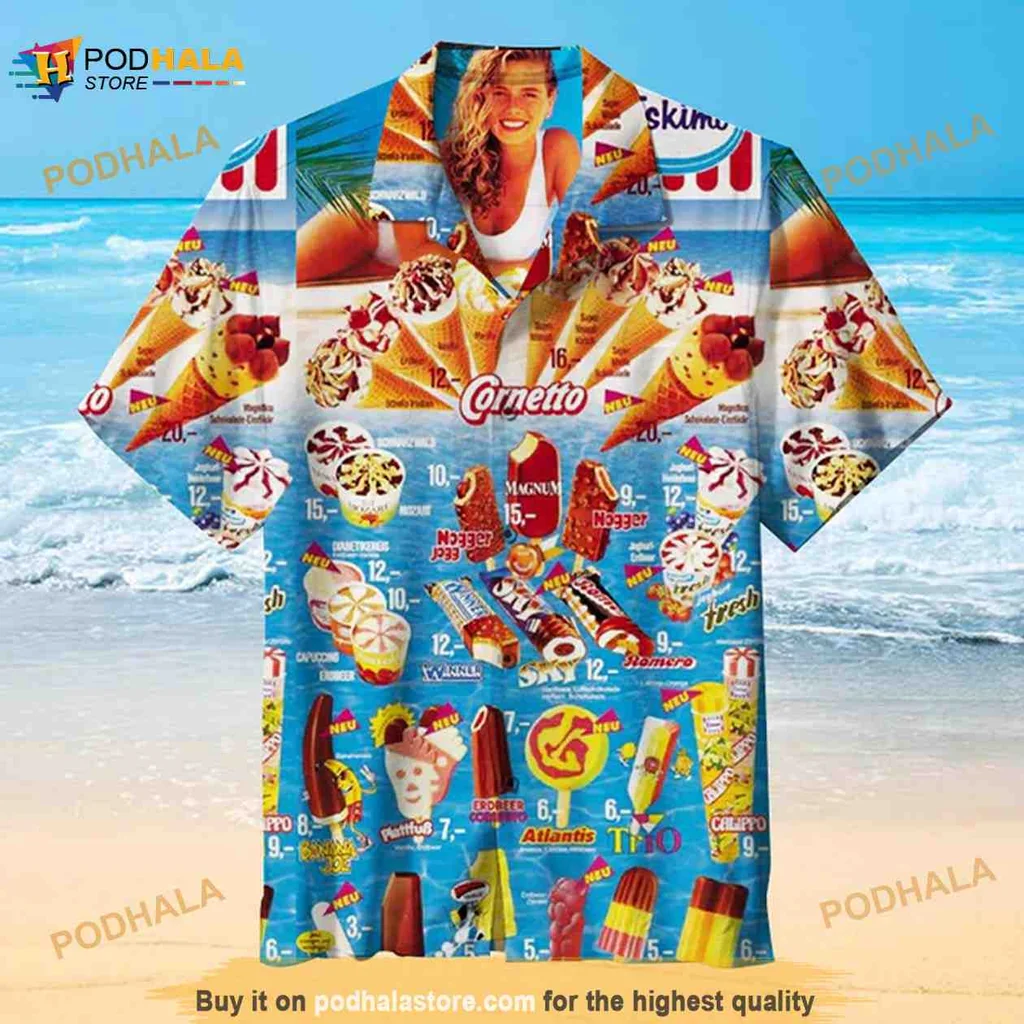 Ice Cream Summer Aloha Shirt Featuring Colorful Treats For Fun Summer Days