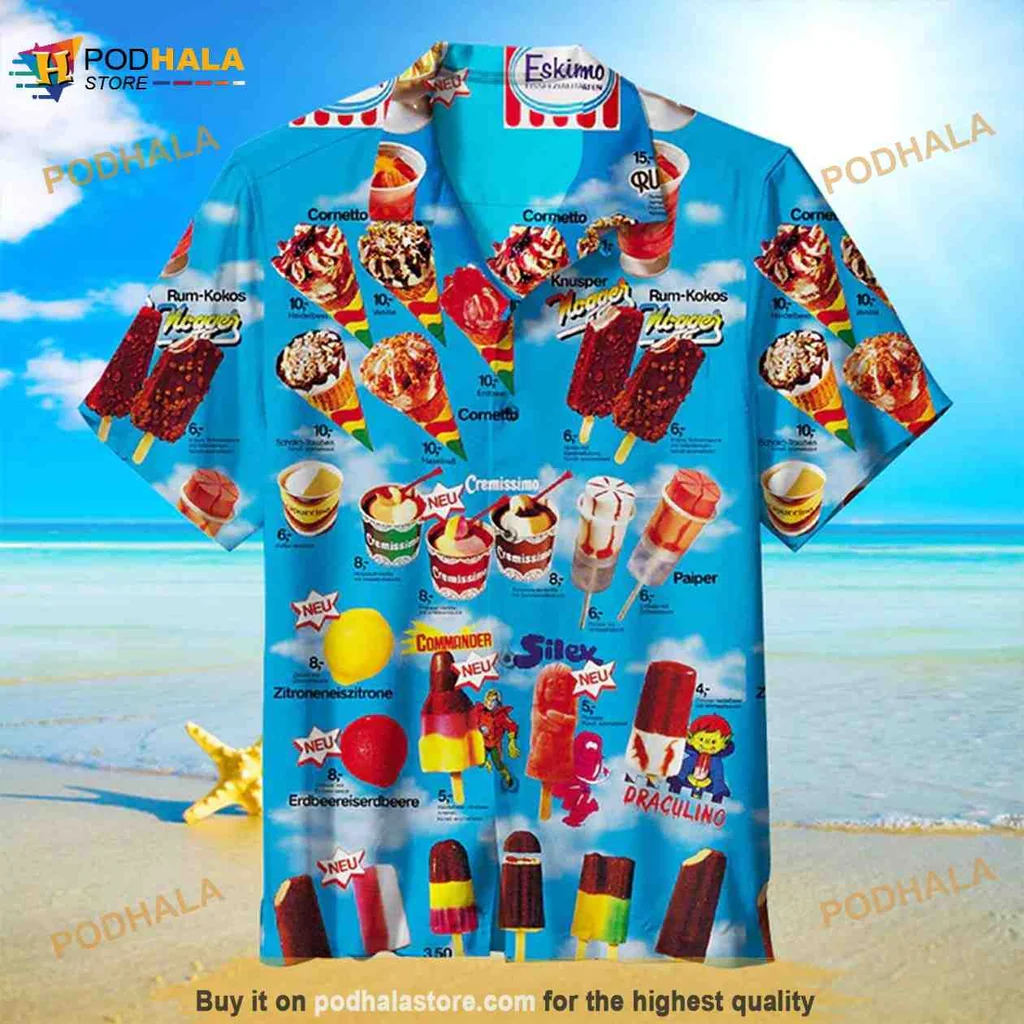 Ice Cream Summer Hawaiian Shirt With Colorful Dessert Prints