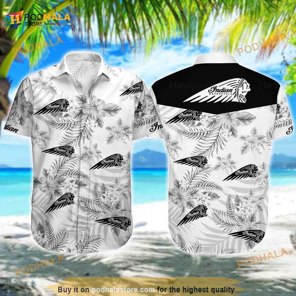 Indian Motorcycle Floral Aloha Shirt With Tropical Design