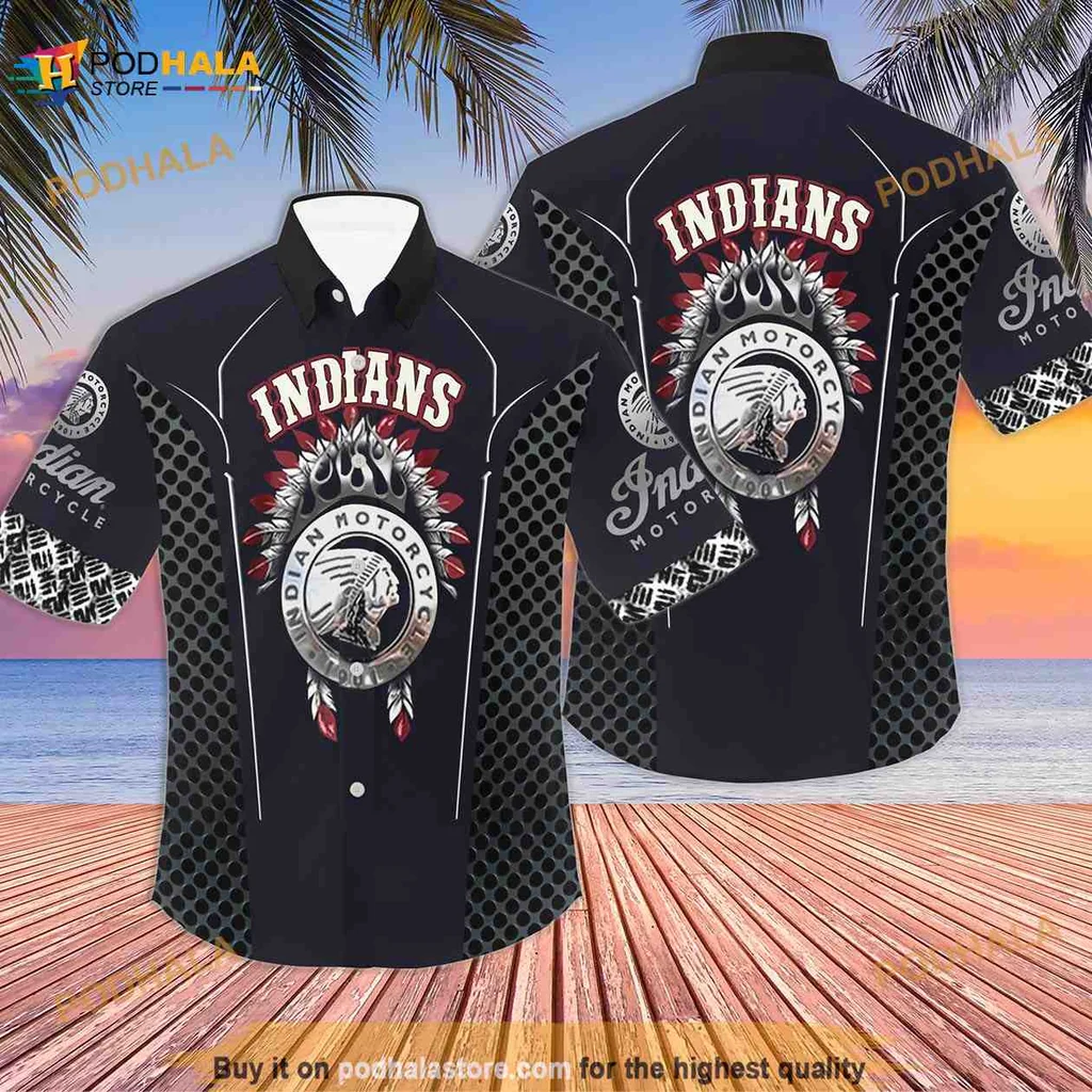 Indian Motorcycle Hawaiian Shirt With Bold Flame Design