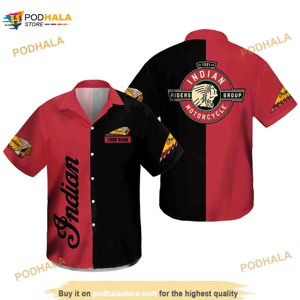 Indian Motorcycle Lovers Hawaiian Shirt With Vintage Headdress Design