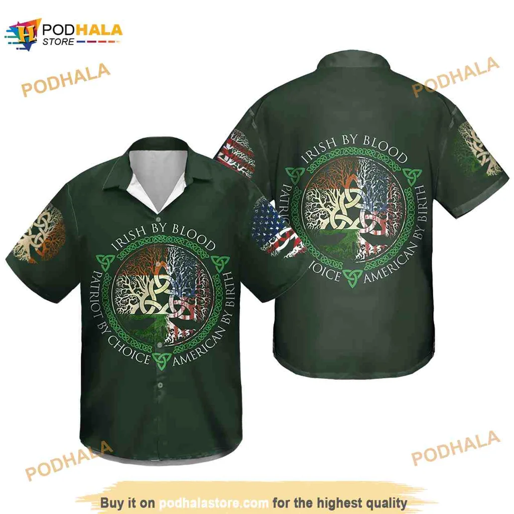 Irish Heritage Hawaiian Shirt With Tree And Patriotism Design