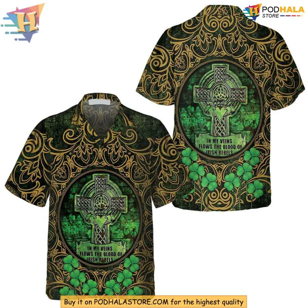 Irish Pride Hawaiian Shirt With Green Clover Design For St Patricks Day