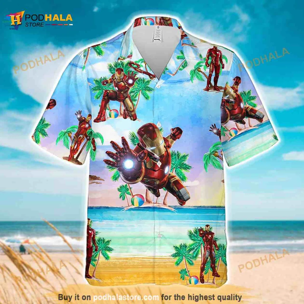 Iron Man Tropical Aloha Shirt With Vibrant Superhero Design