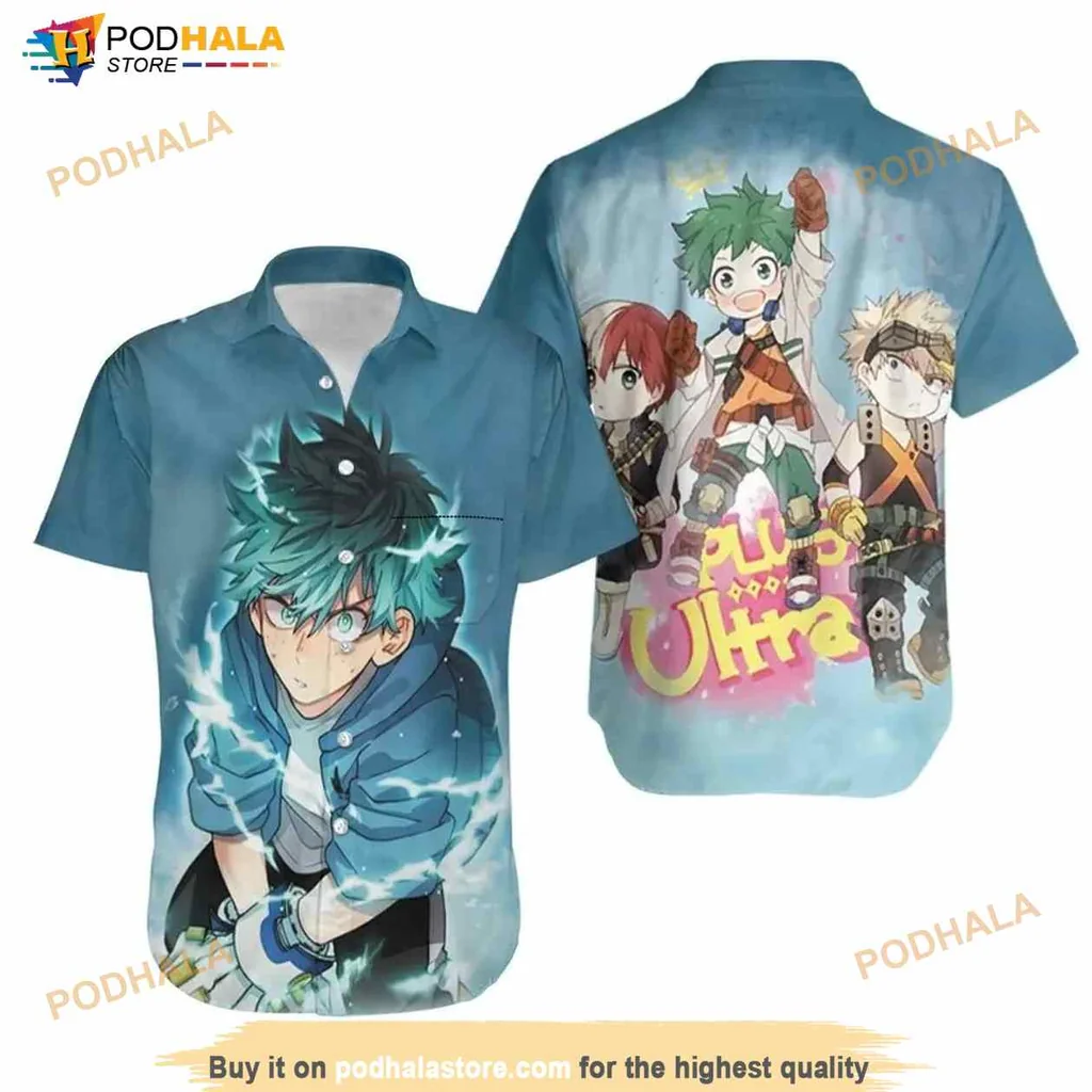 Izuku Midoriya Chibi Hawaiian Shirt Plus Ultra Design For Anime Fans