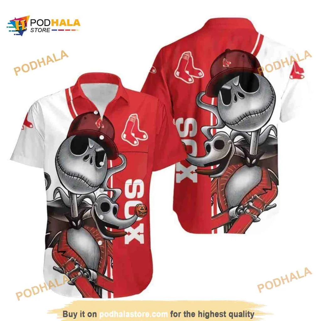 Jack Skellington Boston Red Sox Hawaiian Shirt With Zero Design