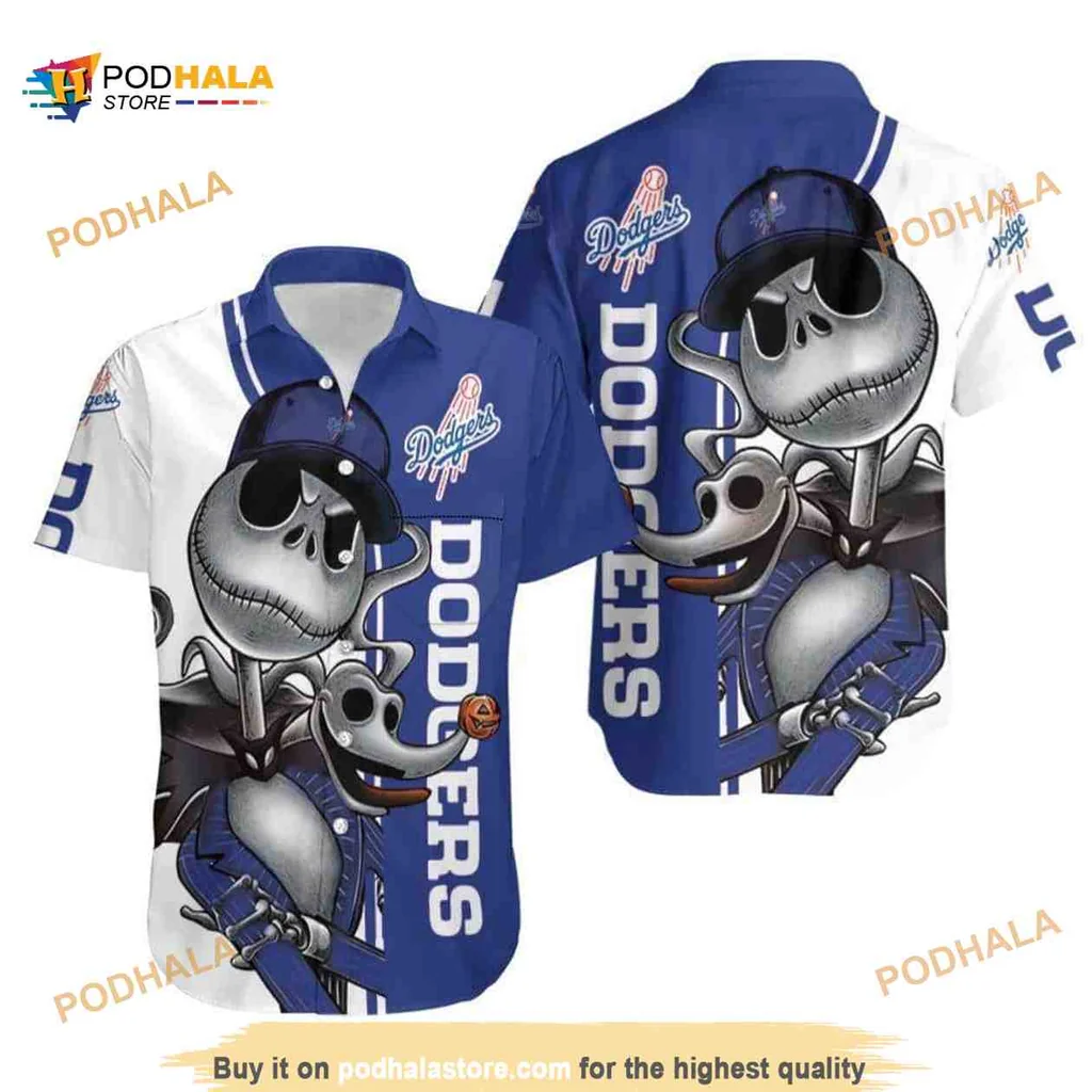 Jack Skellington Los Angeles Dodgers Hawaiian Shirt With Zero Design