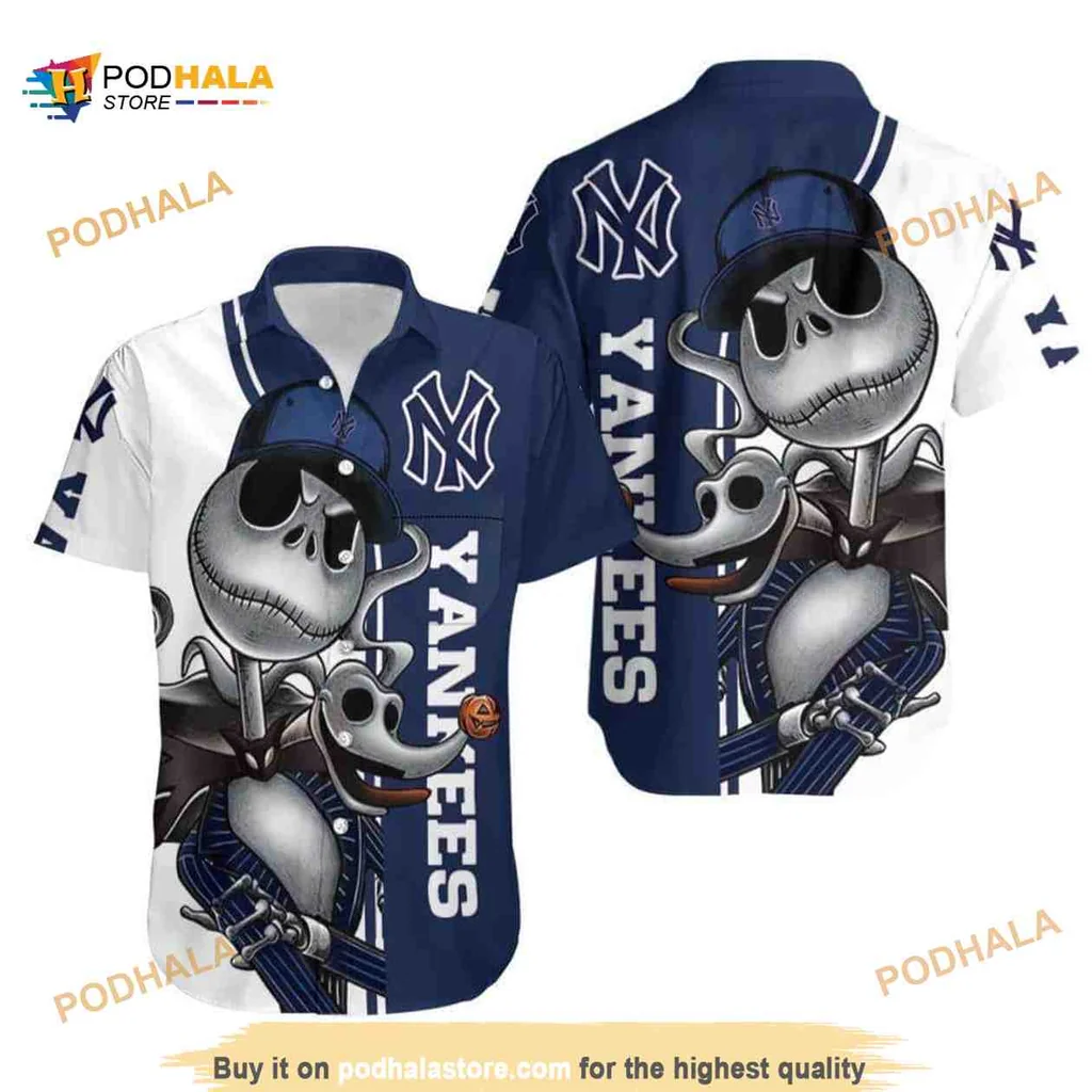 Jack Skellington New York Yankees Hawaiian Shirt With Zero