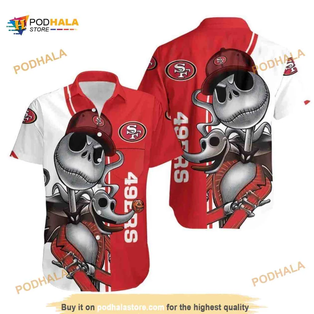 Jack Skellington San Francisco 49ers Hawaiian Shirt With Zero
