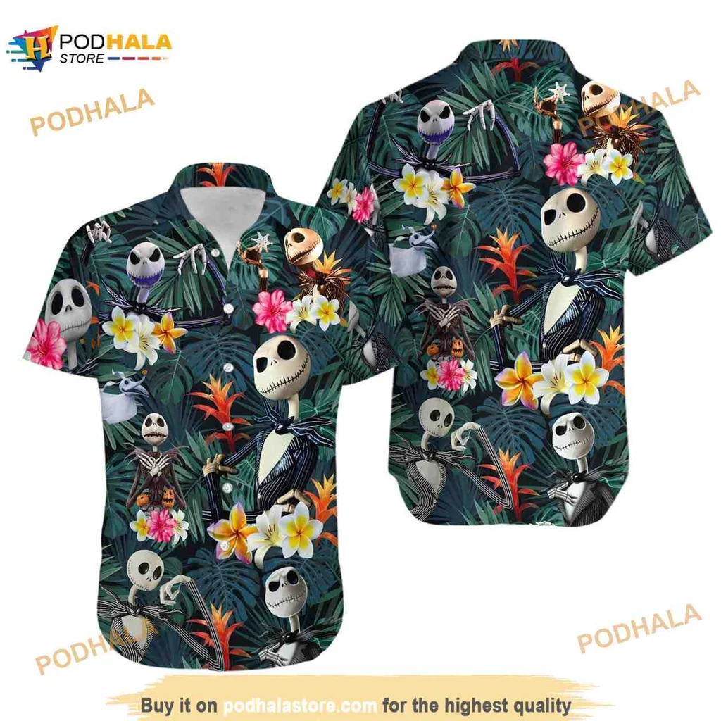 Jack Skellington Tropical Hawaiian Shirt, Nightmare Before Christmas Design