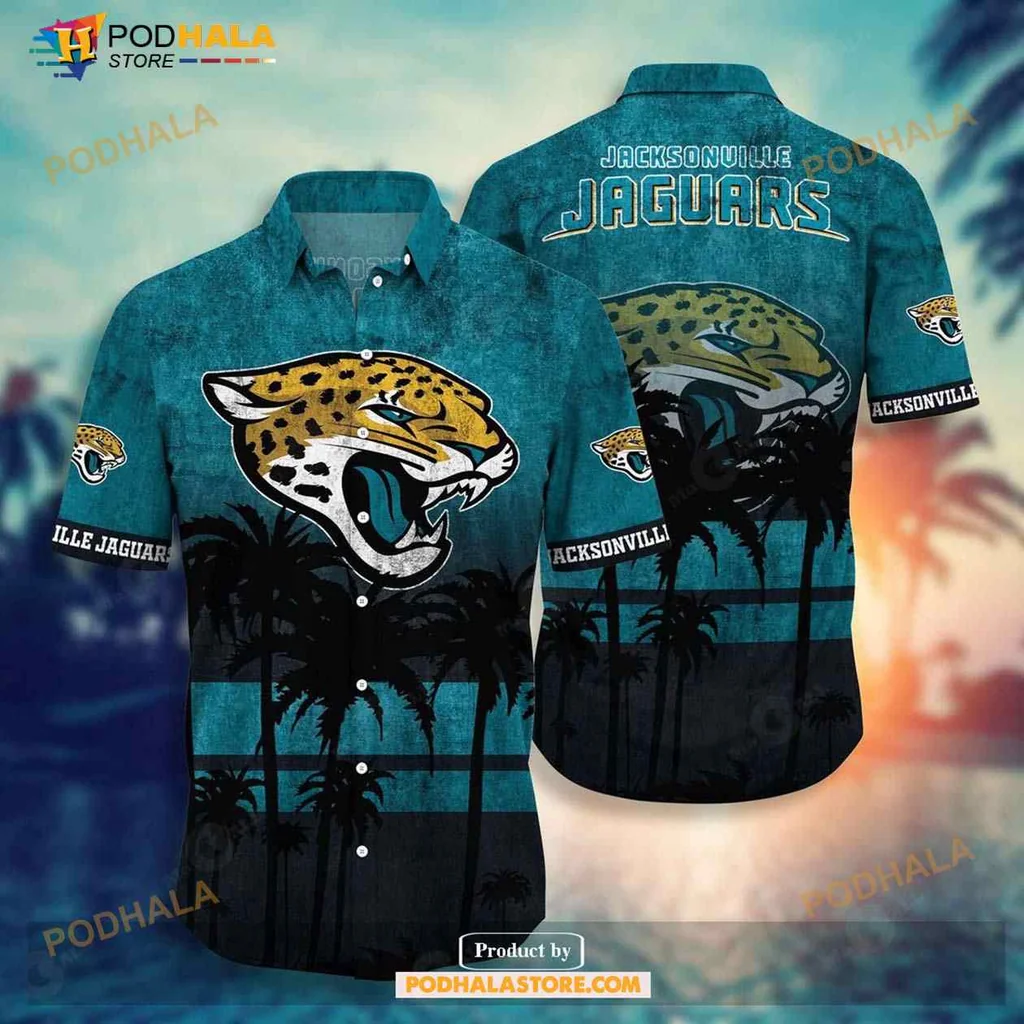 Jacksonville Jaguars Hawaiian Shirt Featuring Fierce Jaguar Head Design