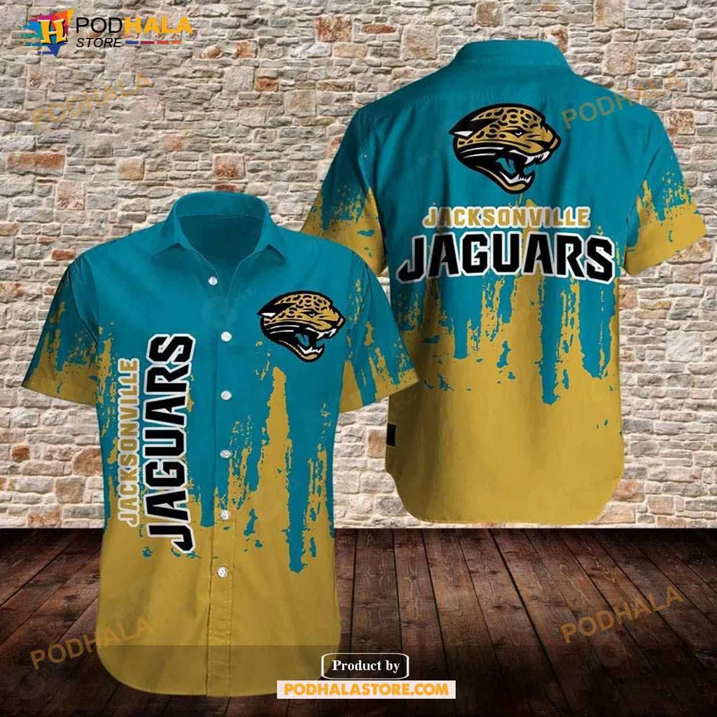 Jacksonville Jaguars Hawaiian Shirt With Stylized Jaguar Head Design