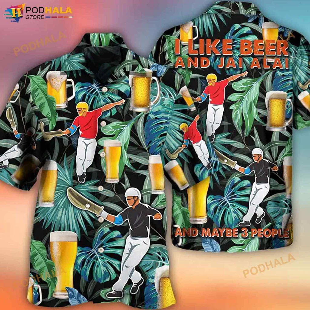 Jai Alai Beer Lover Hawaiian Shirt With Tropical Pattern And Fun Design