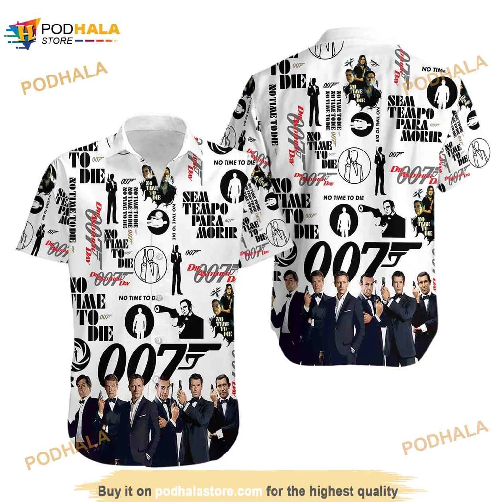 James Bond 007 Aloha Shirt With Iconic Characters And Fun Design