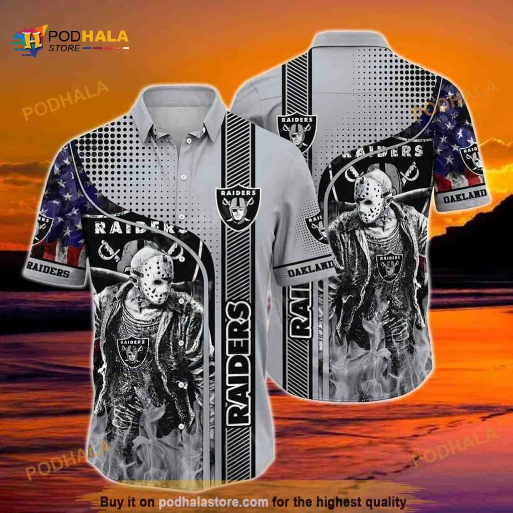 Jason Voorhees Raiders Hawaiian Shirt For Horror And Football Fans