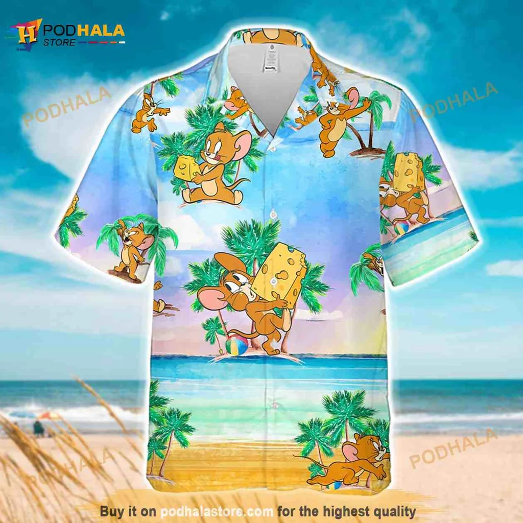 Jerry Mouse Funny Hawaiian Shirt With Tropical Beach Design