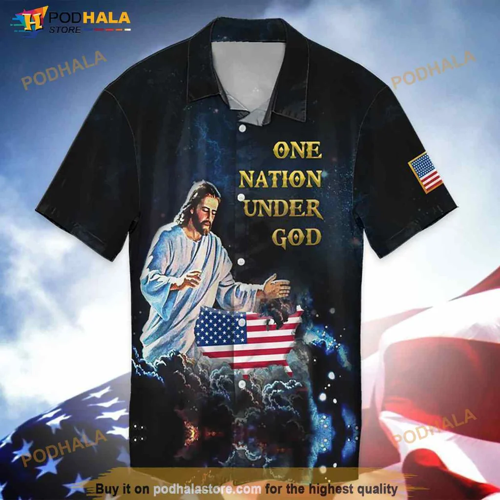 Jesus Patriotic Hawaiian Shirt, One Nation Under God Design