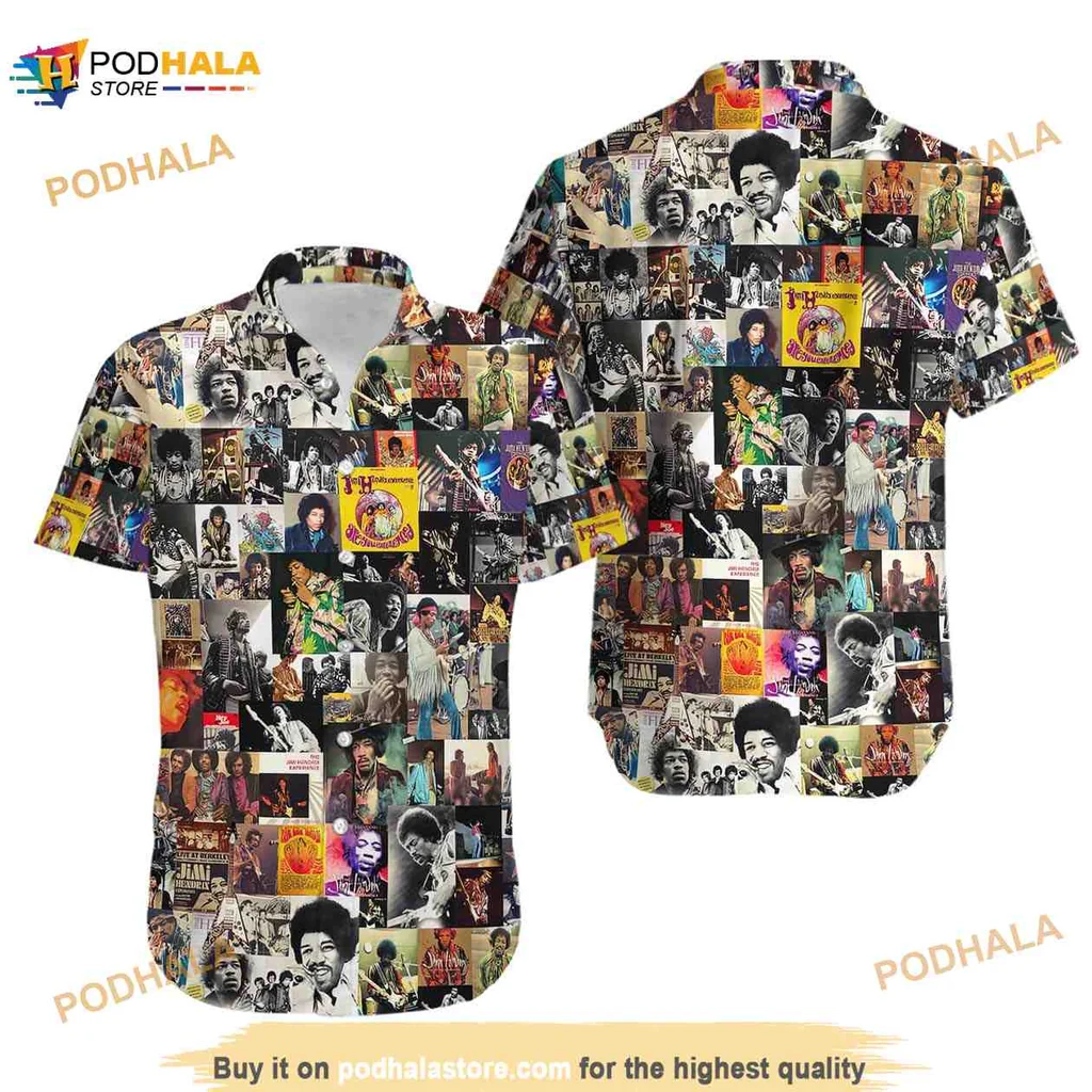 Jimi Hendrix Vintage Hawaiian Shirt, Colorful Rock Band Aloha Design