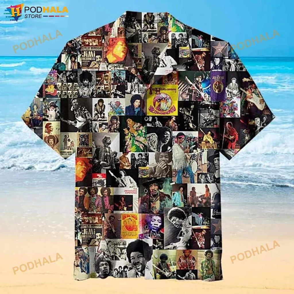 Jimi Hendrix Vintage Hawaiian Shirt With Iconic Performance Collage