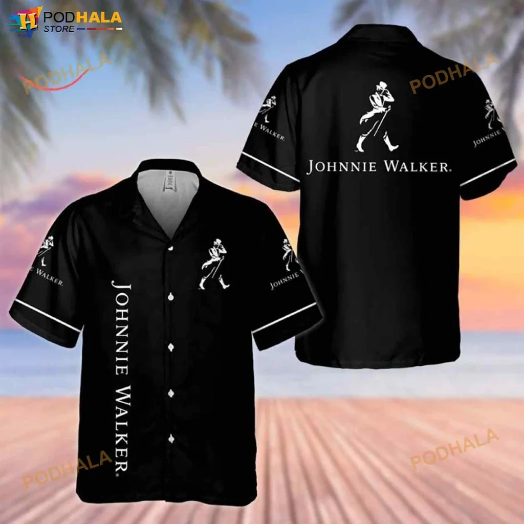 Johnnie Walker Funny Hawaiian Shirt With Skeleton Design