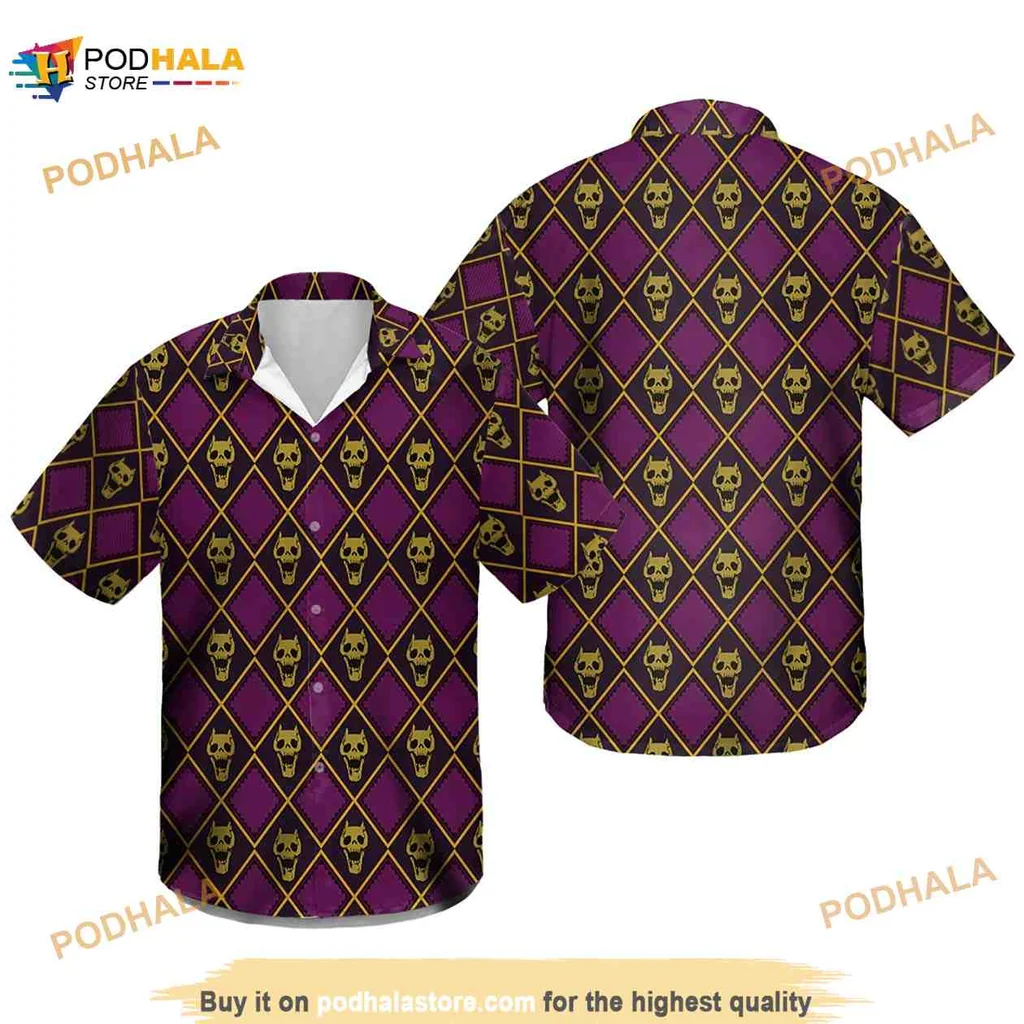 Jojos Bizarre Adventure Skull Hawaiian Shirt With Diamond Pattern