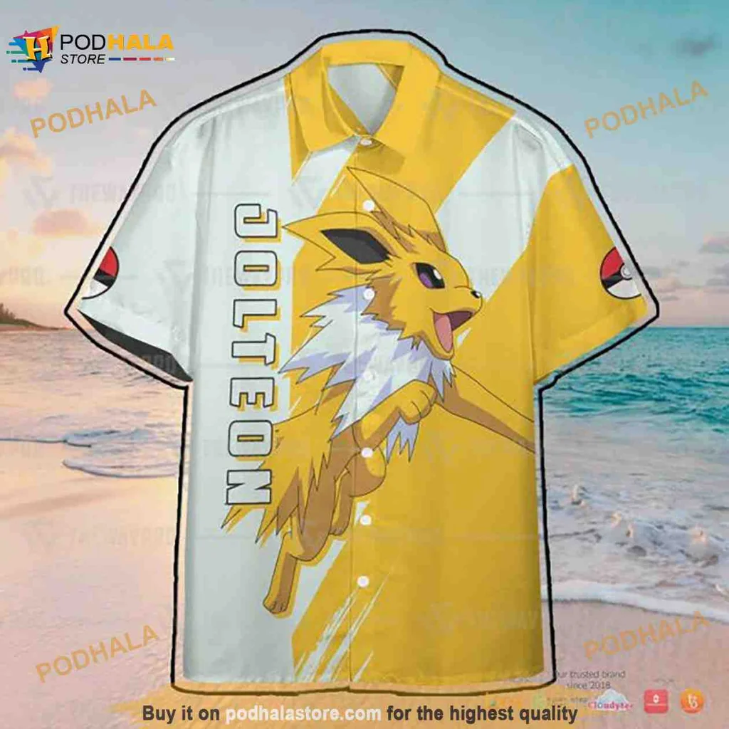 Jolteon Pokemon Aloha Shirt With Vibrant Design For Fans